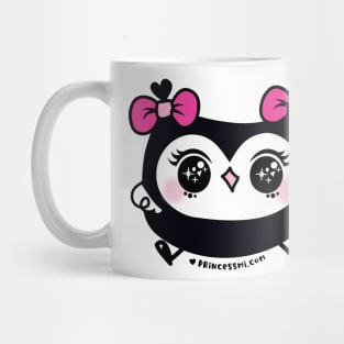 cute kawaii owl with pink ribbon and big bing bing eyes Mug